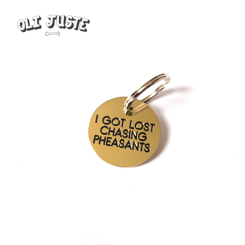 "Chasing Pheasants" Brass ID Tag
