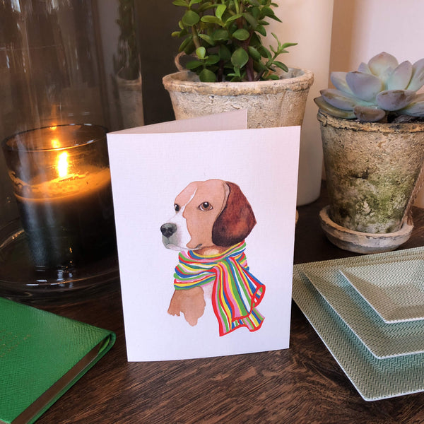 Beagle in A Scarf Card